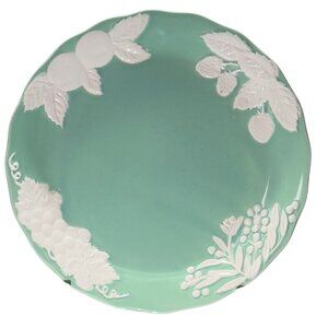 Vintage Greg Matthews Oggetti Ceramic Plate With Embossed Fruit & Leaves Design